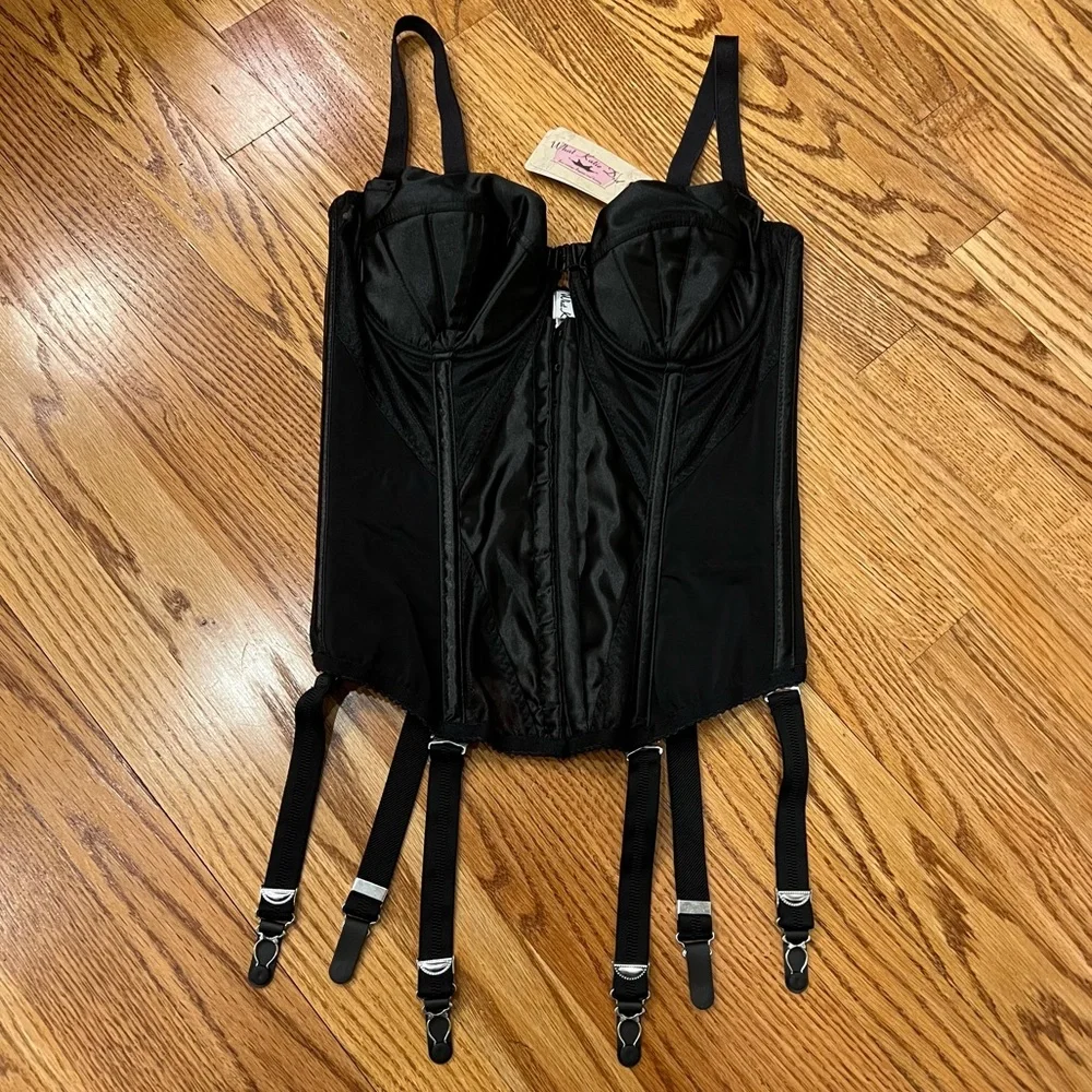 NWT What Katie Did Glamour Merry Widow Corset Shapewear with garters Black 36C - Picture 3 of 9